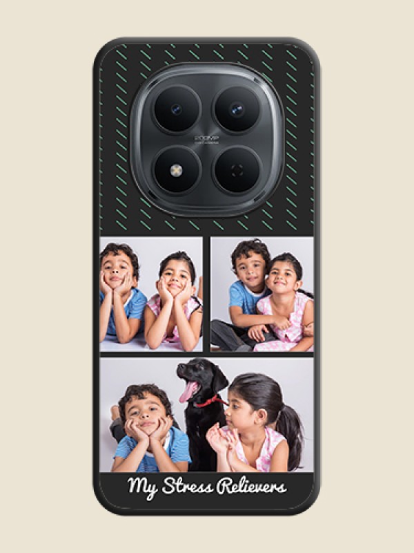 Custom Cross Dotted Pattern with 2 Image Holder On Space Black Custom Soft Matte Mobile Back Cover - Poco M8 5G