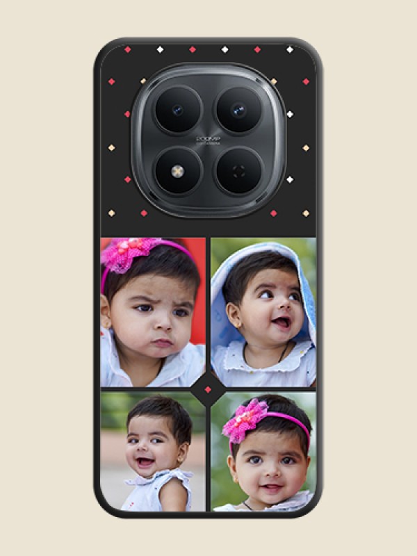 Custom Multicolor Dotted Pattern with 4 Image Holder On Space Black Custom Soft Matte Mobile Back Cover - Poco M8 5G