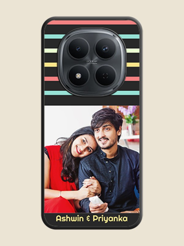 Custom Color Stripes with Photo and Text on Photo On Space Black Custom Soft Matte Mobile Back Cover - Poco M8 5G