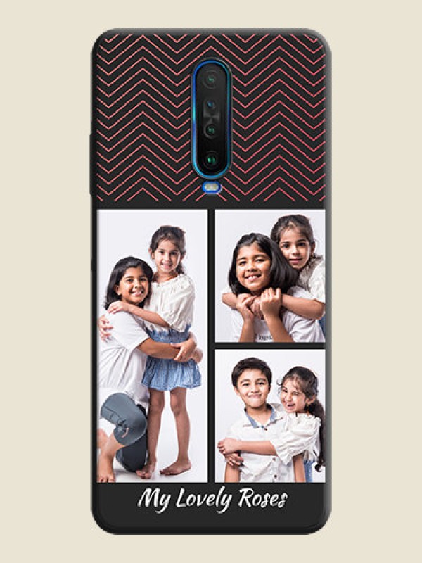 Custom Wave Pattern with 3 Image Holder on Space Black Custom Soft Matte Back Cover - Poco X2