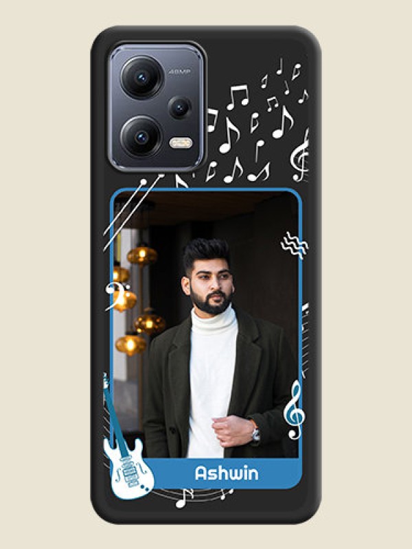 Custom Musical Theme Design with Text on Photo on Space Black Soft Matte Mobile Case - Poco X5 5G