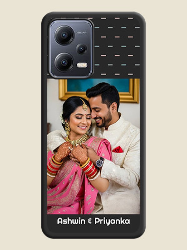 Custom Line Pattern Design with Text on Space Black Custom Soft Matte Phone Back Cover - Poco X5 5G