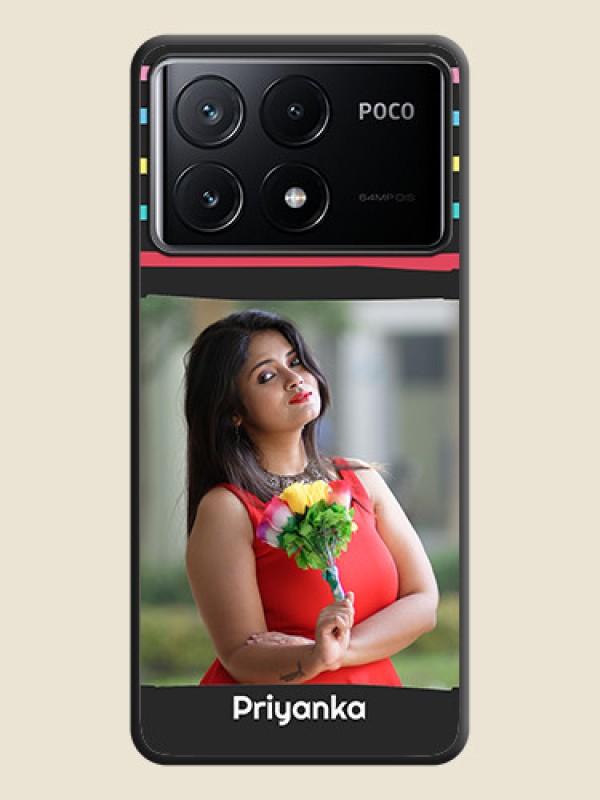 Custom Multicolor Lines with Image on Space Black Personalized Soft Matte Phone Covers - Poco X6 Pro 5G