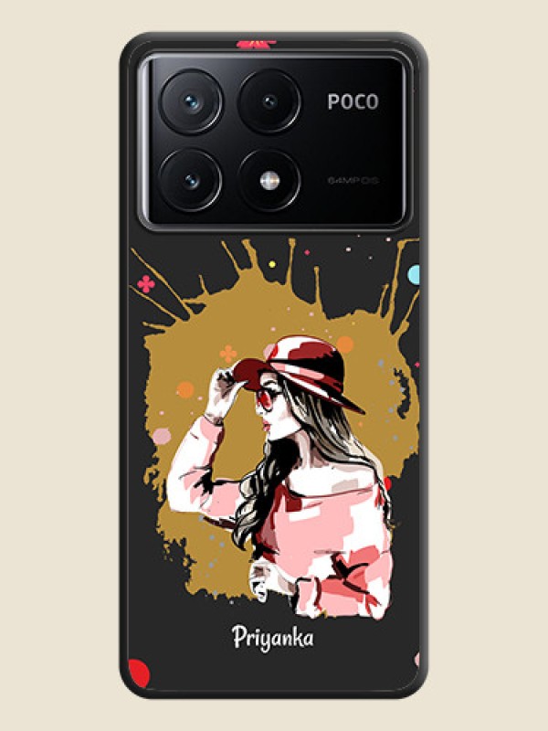 Custom Mordern Lady With Color Splash Background With Custom Text On Space Black Personalized Soft Matte Phone Covers - Poco X6 Pro 5G