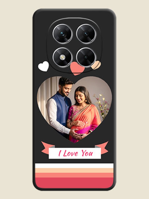 Custom Love Shaped Photo with Colorful Stripes On Space Black Custom Soft Matte Mobile Back Cover - Poco X7 5G