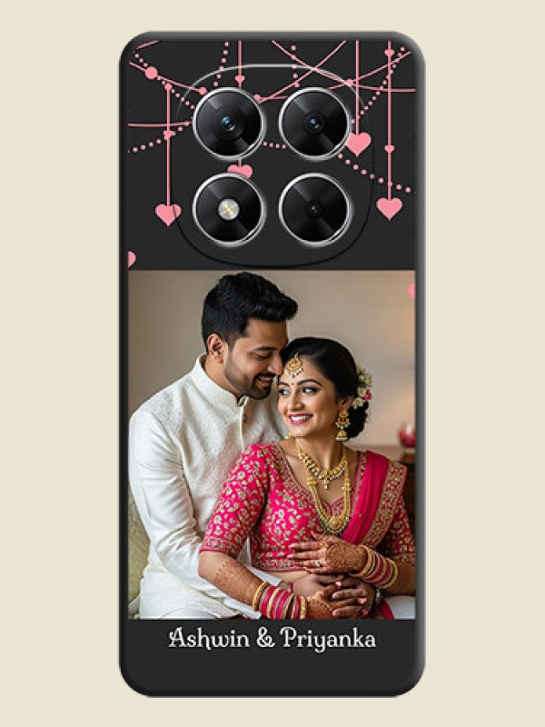 Custom Pink Love Hangings with Text On Space Black Custom Soft Matte Mobile Back Cover - Poco X7 5G