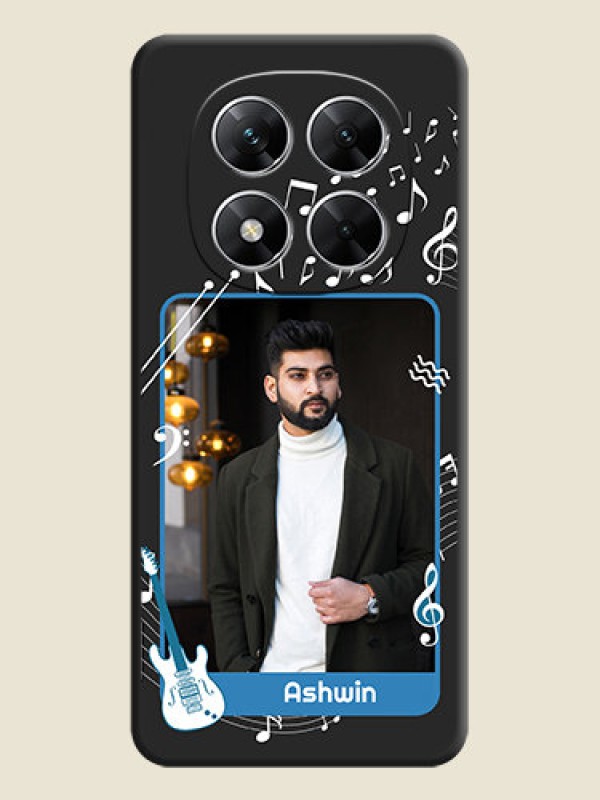 Custom Musical Theme Design with Text on Photo On Space Black Custom Soft Matte Mobile Back Cover - Poco X7 5G