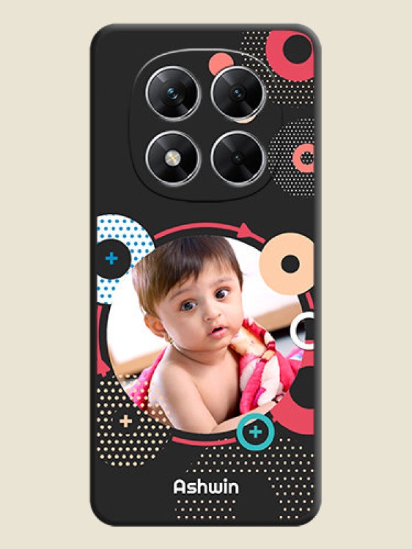 Custom Multicoloured Round Image On Space Black Custom Soft Matte Mobile Back Cover - Poco X7 5G