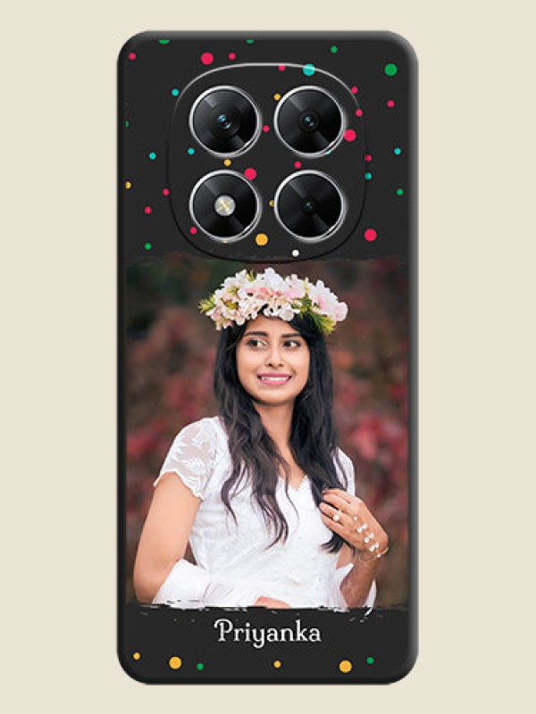 Custom Multicolor Dotted Pattern with Text On Space Black Custom Soft Matte Mobile Back Cover - Poco X7 5G