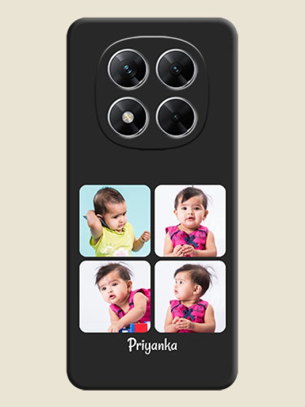 Custom Floral Art with 6 Image Holder on Photo On Space Black Custom Soft Matte Mobile Back Cover - Poco X7 5G