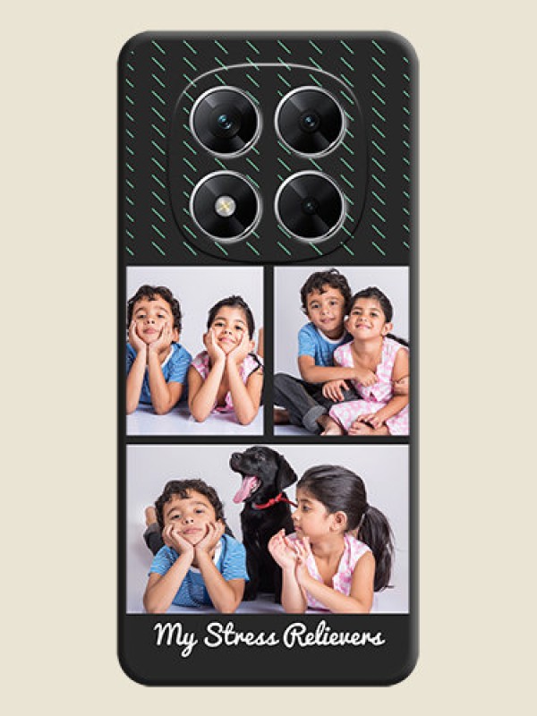 Custom Cross Dotted Pattern with 2 Image Holder On Space Black Custom Soft Matte Mobile Back Cover - Poco X7 5G