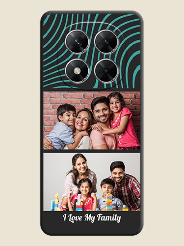 Custom Wave Pattern with 2 Image Holder On Space Black Custom Soft Matte Mobile Back Cover - Poco X7 5G