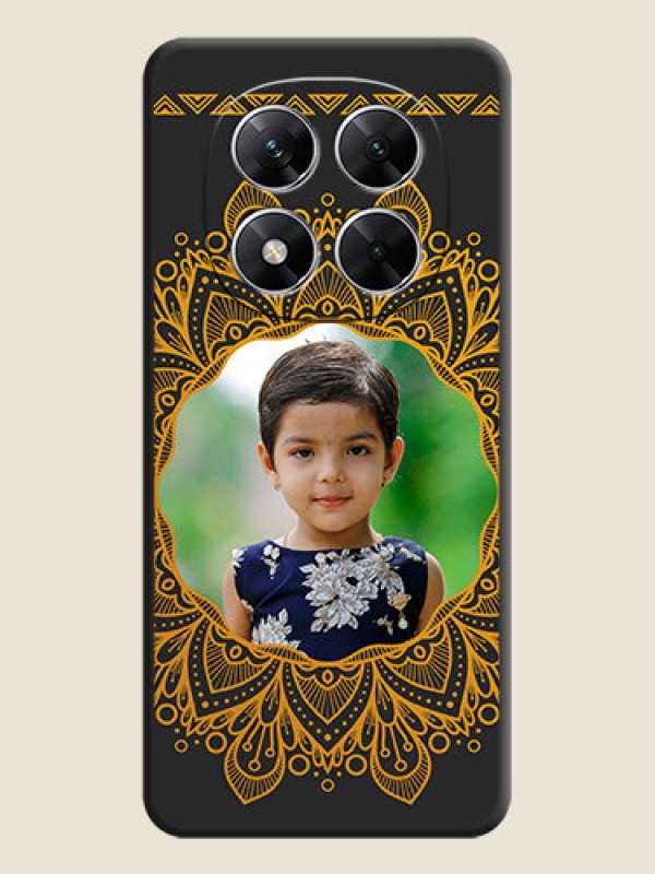 Custom Round Image with Floral Design On Space Black Custom Soft Matte Mobile Back Cover - Poco X7 5G