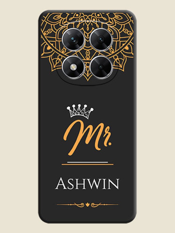 Custom Mr Name with Floral Design On Space Black Custom Soft Matte Mobile Back Cover - Poco X7 5G