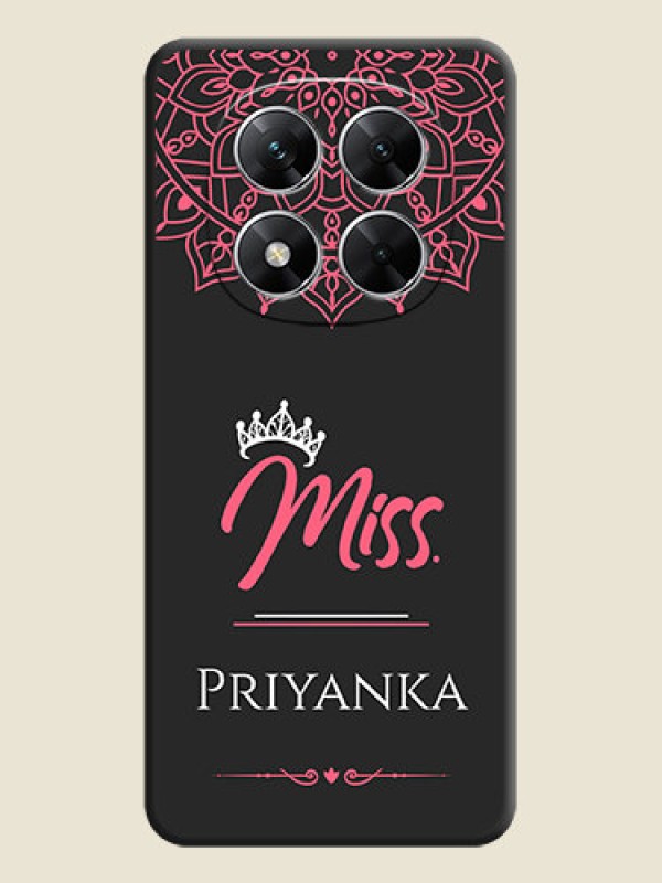 Custom Mrs Name with Floral Design On Space Black Custom Soft Matte Mobile Back Cover - Poco X7 5G