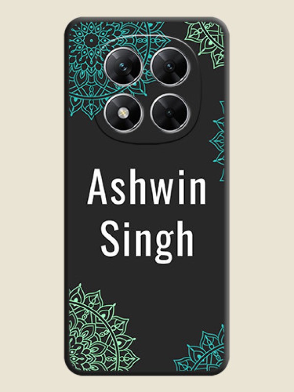 Custom Your Name with Floral Design On Space Black Custom Soft Matte Mobile Back Cover - Poco X7 5G