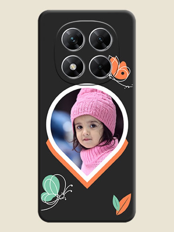 Custom Upload Pic With Simple Butterly Design On Space Black Custom Soft Matte Mobile Back Cover - Poco X7 5G