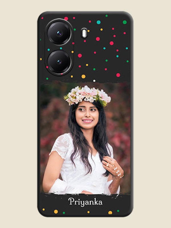 Custom Multicolor Dotted Pattern with Text On Space Black Custom Soft Matte Mobile Back Cover - Poco X7 Pro 5G