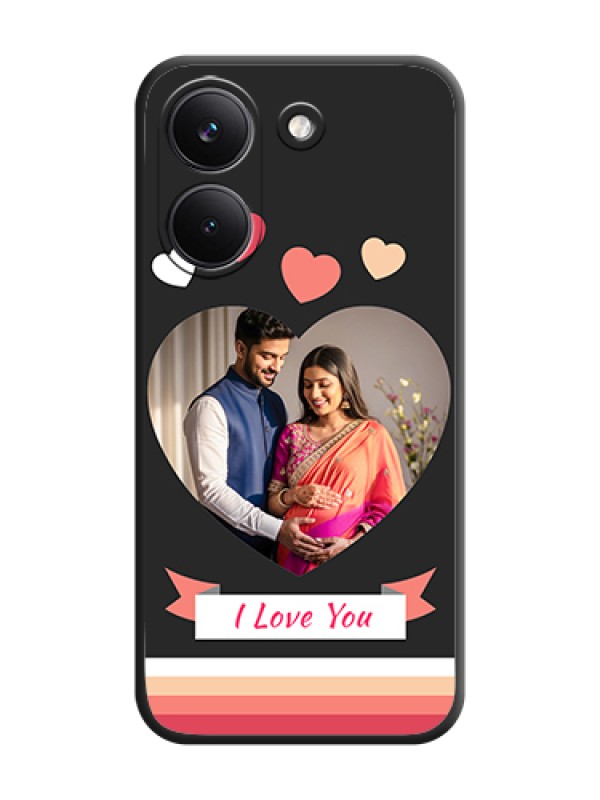 Custom Love Shaped Photo with Colorful Stripes On Space Black Custom Soft Matte Mobile Back Cover - Poco X8 Pro 5G