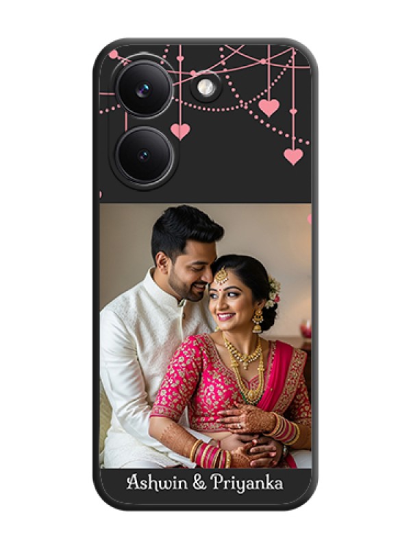 Custom Pink Love Hangings with Text On Space Black Custom Soft Matte Mobile Back Cover - Poco X8 Pro 5G