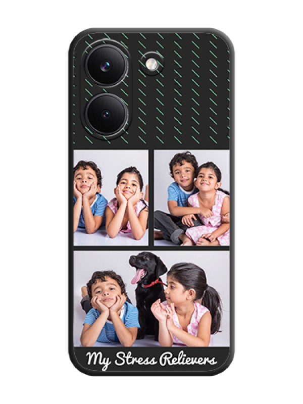 Custom Cross Dotted Pattern with 2 Image Holder On Space Black Custom Soft Matte Mobile Back Cover - Poco X8 Pro 5G