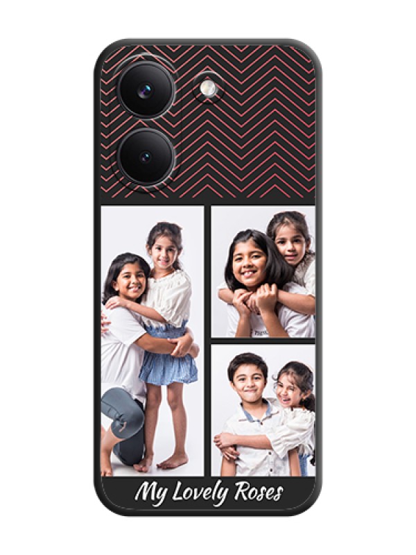 Custom Wave Pattern with 3 Image Holder On Space Black Custom Soft Matte Mobile Back Cover - Poco X8 Pro 5G