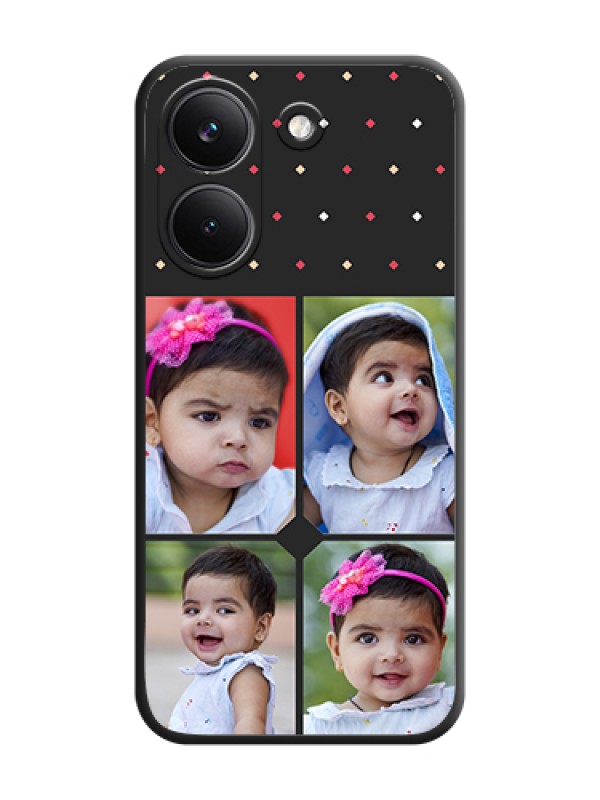 Custom Multicolor Dotted Pattern with 4 Image Holder On Space Black Custom Soft Matte Mobile Back Cover - Poco X8 Pro 5G