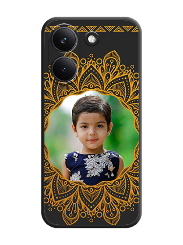 Custom Round Image with Floral Design On Space Black Custom Soft Matte Mobile Back Cover - Poco X8 Pro 5G
