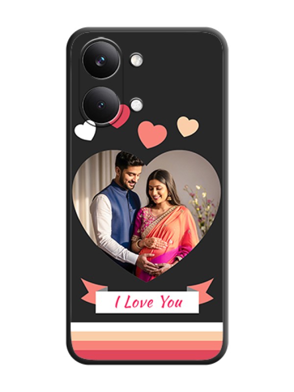 Custom Love Shaped Photo with Colorful Stripes On Space Black Custom Soft Matte Mobile Back Cover - Poco X8 Pro Max 5G
