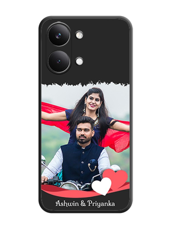 Custom Pin Color Love Shaped Ribbon Design with Text On Space Black Custom Soft Matte Mobile Back Cover - Poco X8 Pro Max 5G