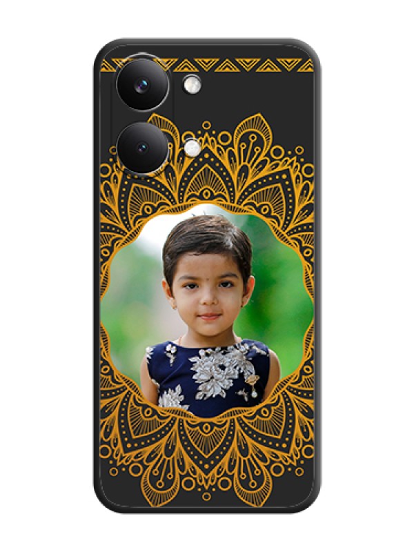 Custom Round Image with Floral Design On Space Black Custom Soft Matte Mobile Back Cover - Poco X8 Pro Max 5G