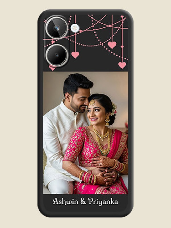 Custom Pink Love Hangings with Text on Space Black Custom Soft Matte Back Cover - Realme 10 Pro 5G