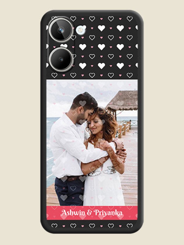 Custom White Color Love Symbols with Text Design on Photo on Space Black Soft Matte Phone Cover - Realme 10 Pro 5G