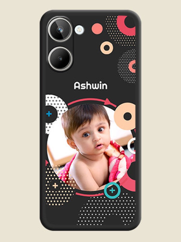 Custom Multicoloured Round Image on Personalised Space Black Soft Matte Cases - Realme 10 Pro 5G