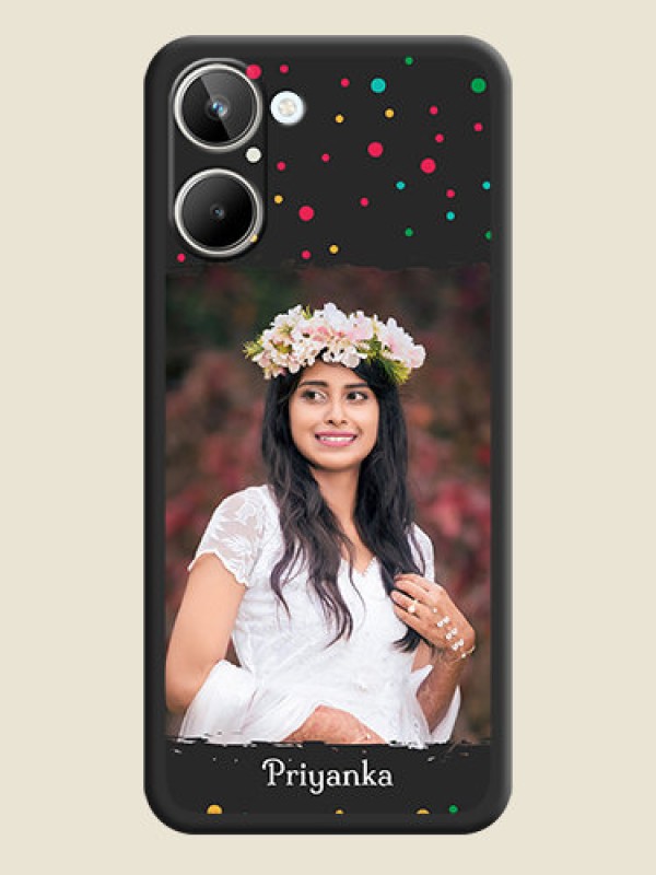 Custom Multicolor Dotted Pattern with Text on Space Black Custom Soft Matte Phone Back Cover - Realme 10 Pro 5G