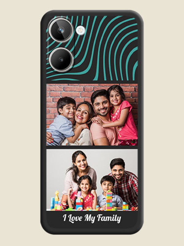 Custom Wave Pattern with 2 Image Holder on Space Black Personalized Soft Matte Phone Covers - Realme 10 Pro 5G