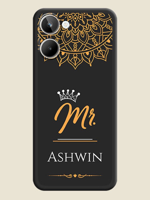 Custom Mr Name with Floral Design  on Personalised Space Black Soft Matte Cases - Realme 10 Pro 5G