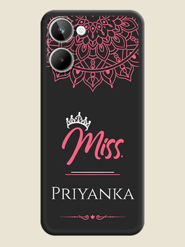 Custom Mrs Name with Floral Design on Space Black Personalized Soft Matte Phone Covers - Realme 10 Pro 5G