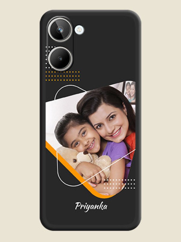 Custom Yellow Triangle on Photo on Space Black Soft Matte Phone Cover - Realme 10 Pro 5G
