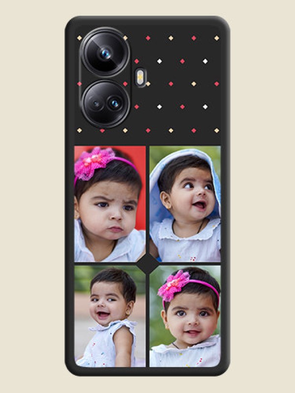 Custom Multicolor Dotted Pattern with 4 Image Holder on Space Black Custom Soft Matte Phone Cases - Realme 10 Pro Plus 5G