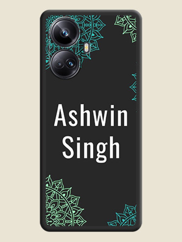Custom Your Name with Floral Design on Space Black Custom Soft Matte Back Cover - Realme 10 Pro Plus 5G