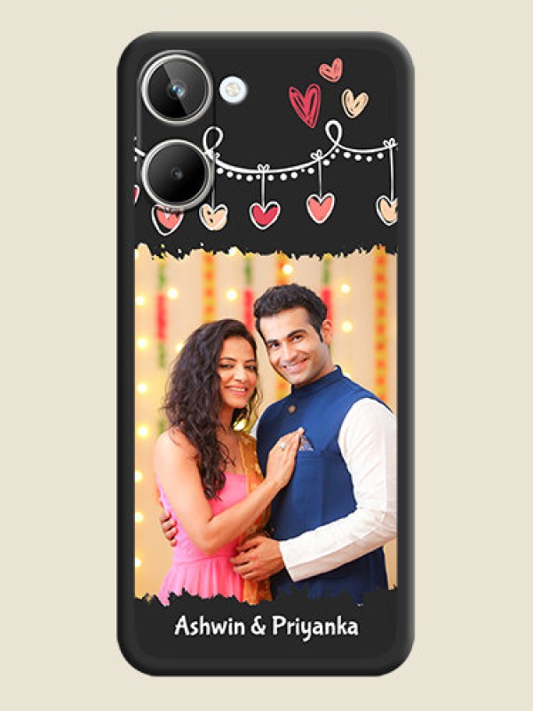 Custom Pink Love Hangings with Name on Space Black Custom Soft Matte Phone Cases - Realme 10