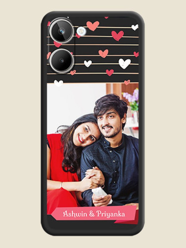 Custom Love Pattern with Name on Pink Ribbon  on Photo on Space Black Soft Matte Back Cover - Realme 10