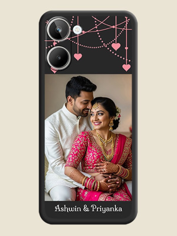 Custom Pink Love Hangings with Text on Space Black Custom Soft Matte Back Cover - Realme 10