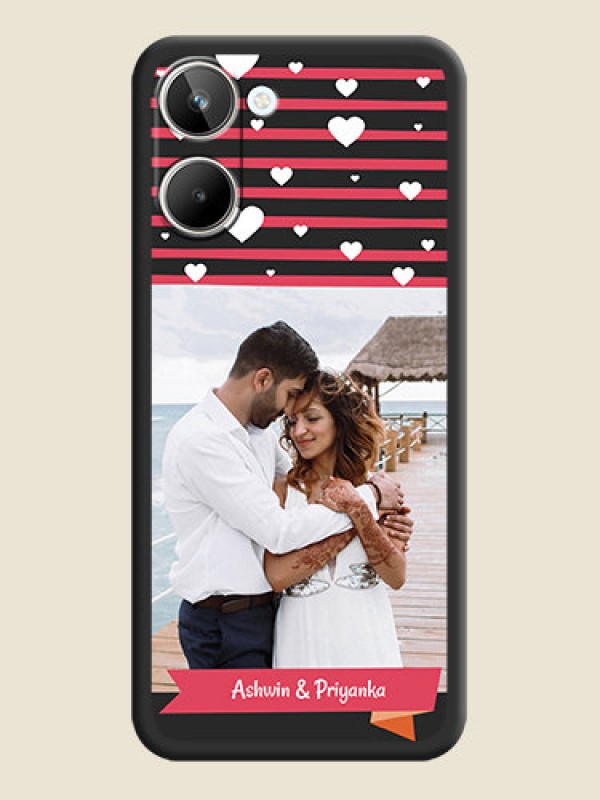 Custom White Color Love Symbols with Pink Lines Pattern on Space Black Custom Soft Matte Phone Cases - Realme 10