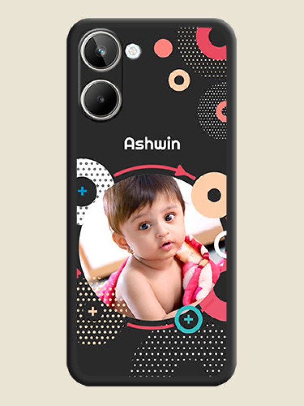 Custom Multicoloured Round Image on Personalised Space Black Soft Matte Cases - Realme 10