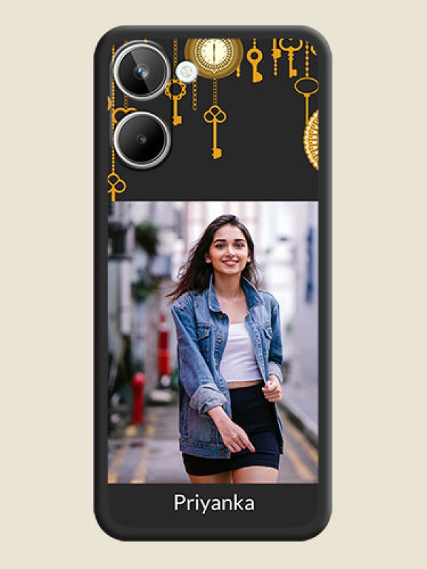 Custom Decorative Design with Text on Space Black Custom Soft Matte Back Cover - Realme 10