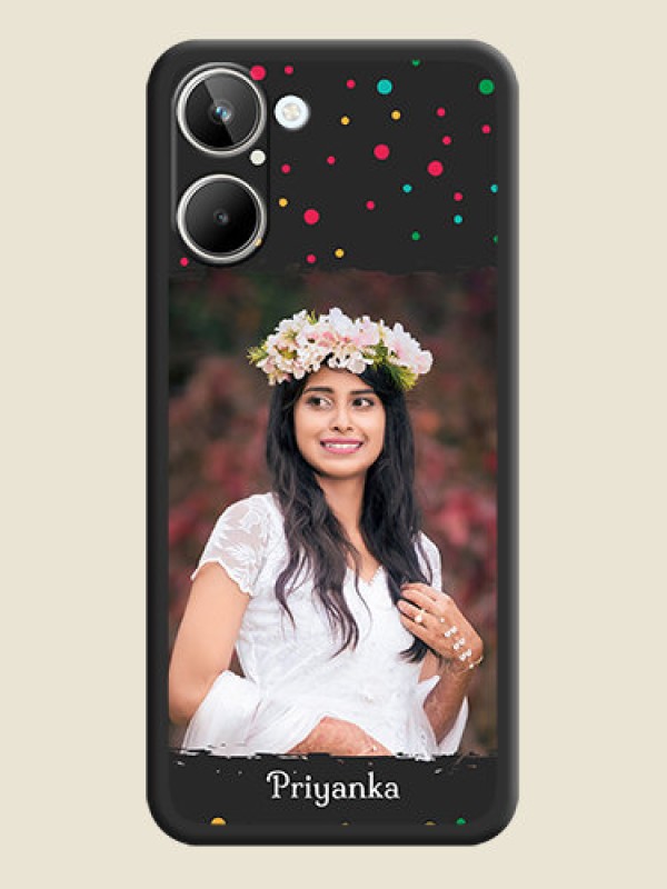 Custom Multicolor Dotted Pattern with Text on Space Black Custom Soft Matte Phone Back Cover - Realme 10