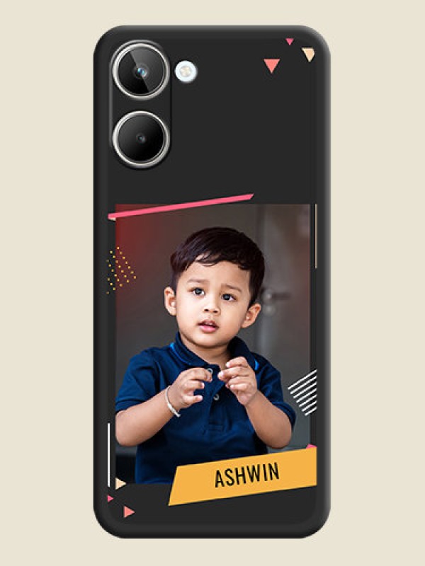 Custom Photo Frame with Triangle Small Dots on Photo on Space Black Soft Matte Back Cover - Realme 10