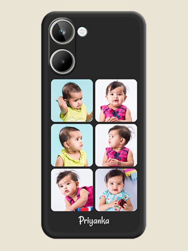 Custom Floral Art with 6 Image Holder on Photo on Space Black Soft Matte Mobile Case - Realme 10